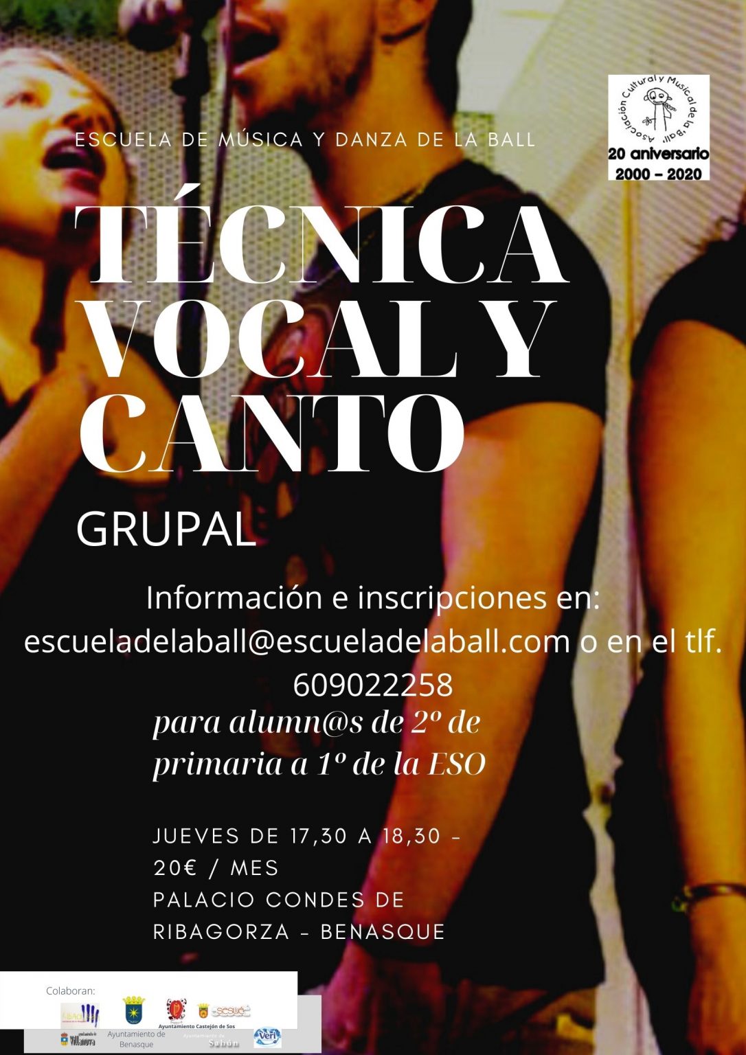 TALLER DE TÉCNICA VOCAL Y CANTO Escuela de Música y Danza de la Ball